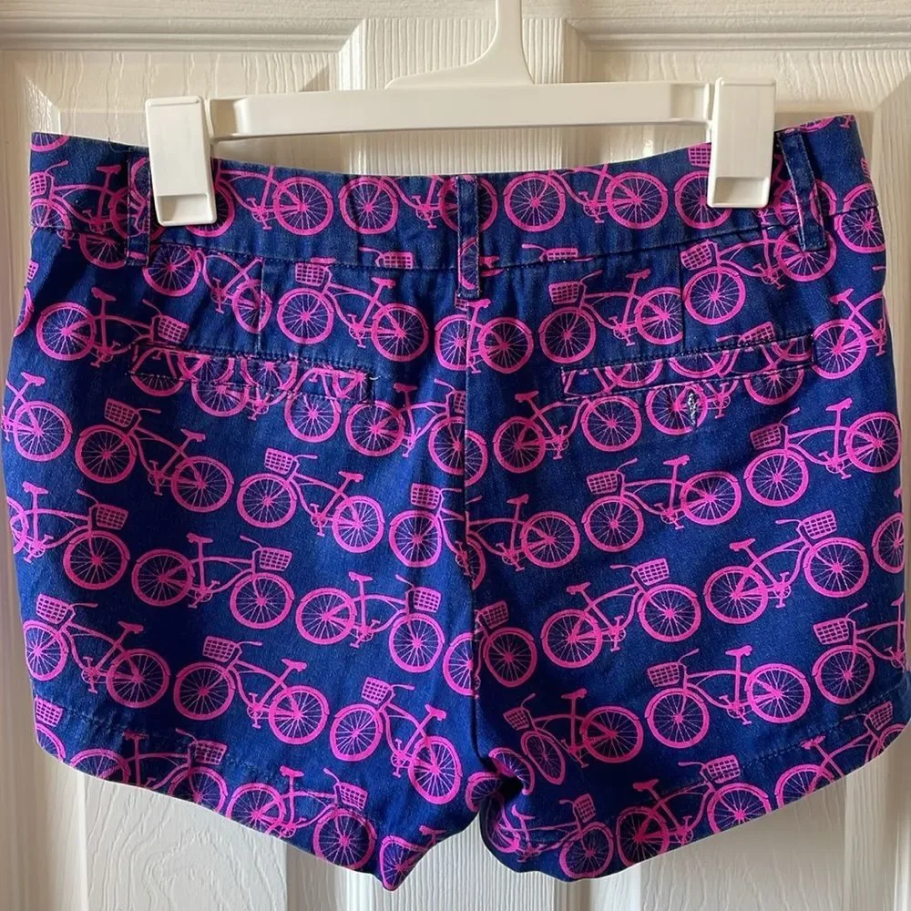 MacBeth Collection by Margaret Josephs Pink Bicycle Print Shorts Preppy
